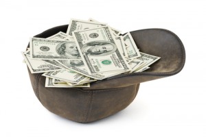 Cap collecting money